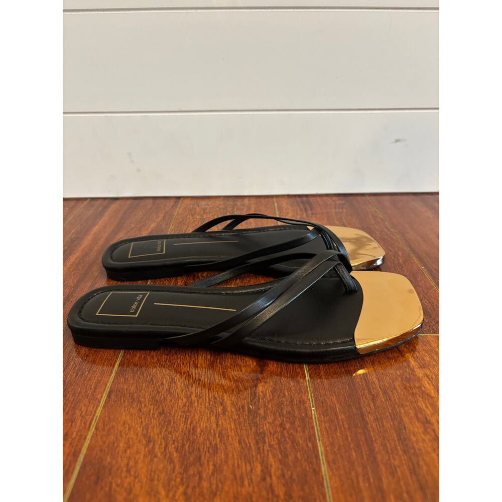 Dolce Vita Women’s Black Laguna Sandals Leather Upper Gold Details Size 8.5